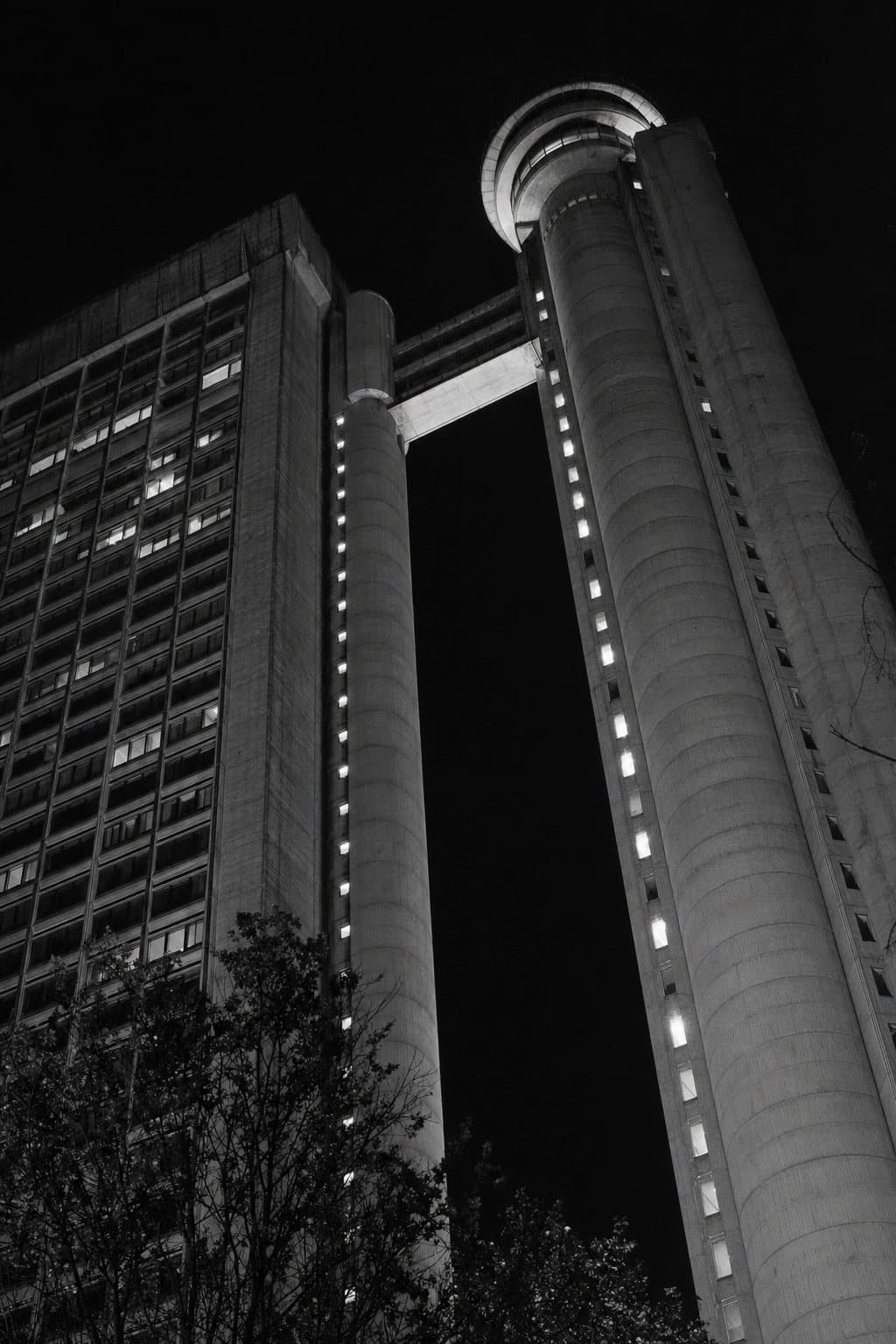 The Western City Gate (Genex) tower in Belgrade at night